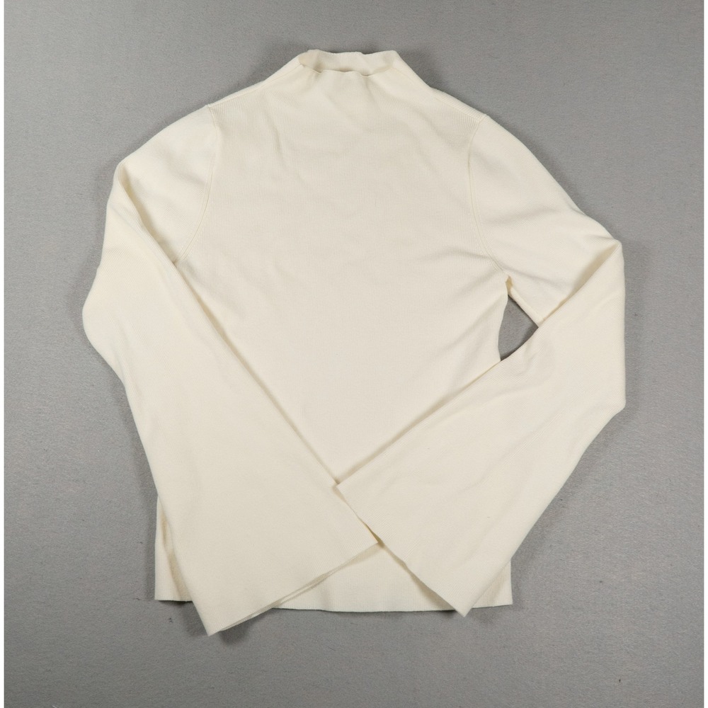 Maeve Anthropologie Womens Top Ribbed Mock Neck Bell Sleeve Cream Medium Boho